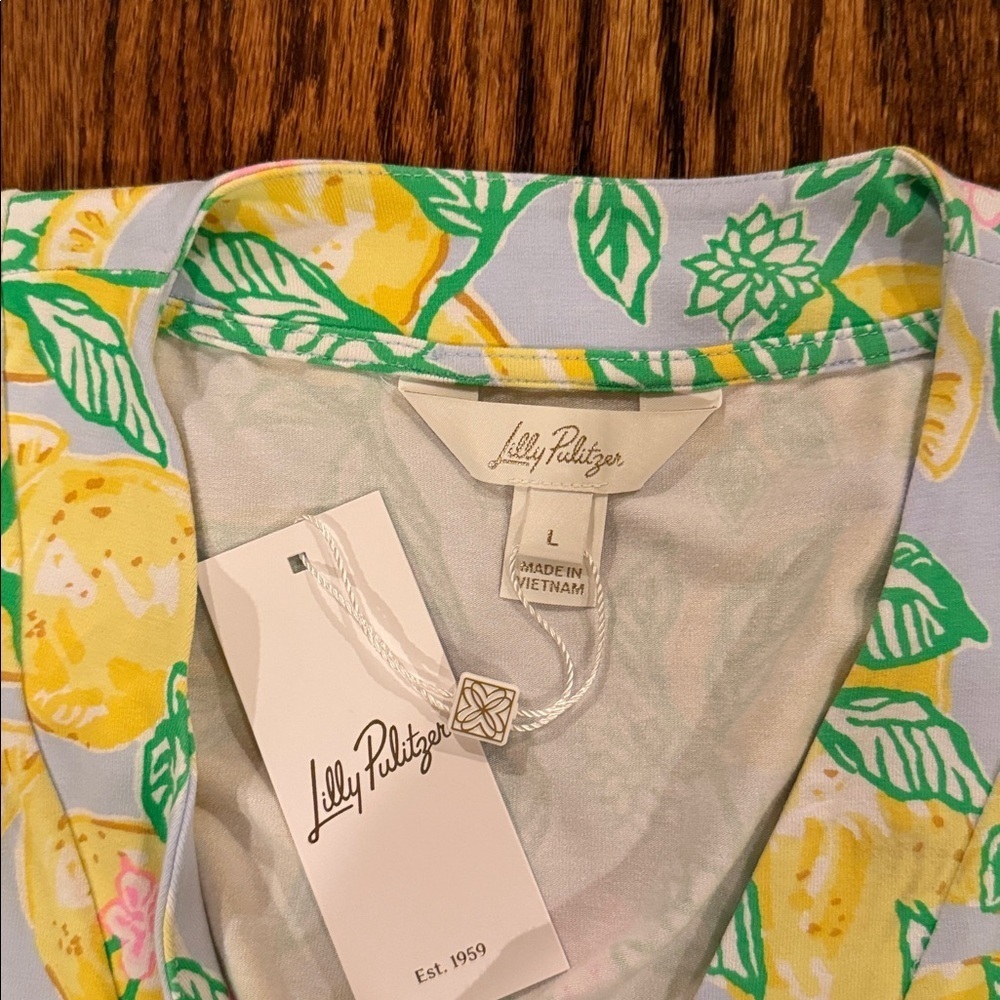LILLY PULITZER sailynn short-sleeve romper in bluette make lemonade Large NWT - Picture 7 of 10
